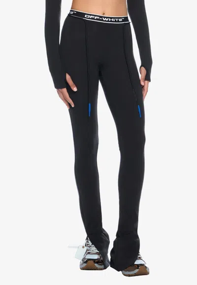 Off-white Logo-band Split Leggings In Black