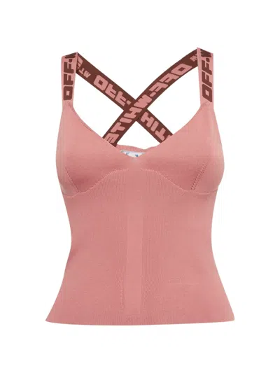 Pre-owned Off-white Logo-band Tank Top In Pink