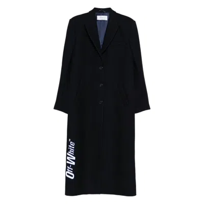 Off-white Logo-detail Coat In Blue