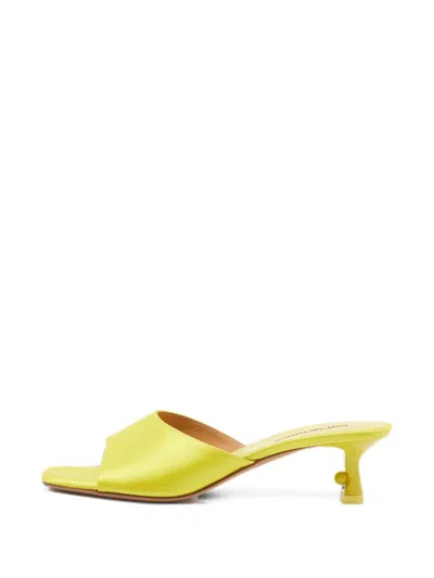 Pre-owned Off-white Logo-detail Heeled Sandals In Yellow