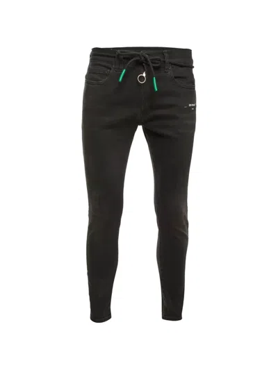 Pre-owned Off-white Logo-detail Pocket Jeans In Black
