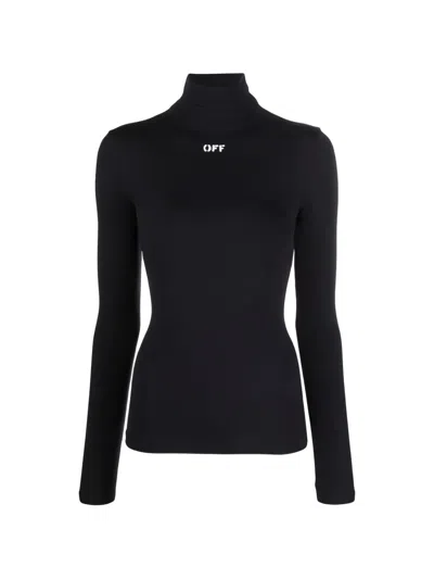 Off-white Logo-detail Second-skin Long-sleeved Top In Black