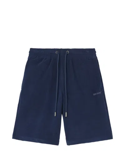 Off-white Logo-detail Terrycloth Track Shorts In Blue