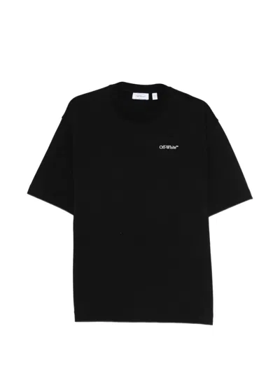 Off-white Black Crew-necktshirt With Logo On Front And Back In Cotton Man