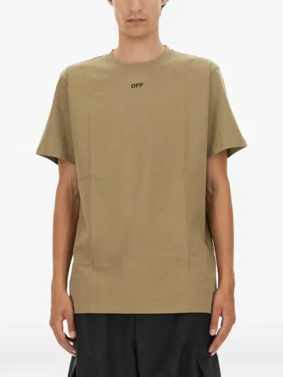 Off-white Oversized T-shirt With Back Arrow Embroidery In Brown