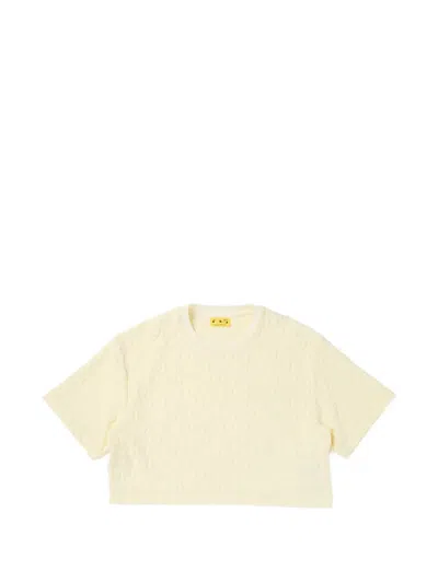 Off-white Kids' Logo-embossed Cropped T-shirt In Neutral