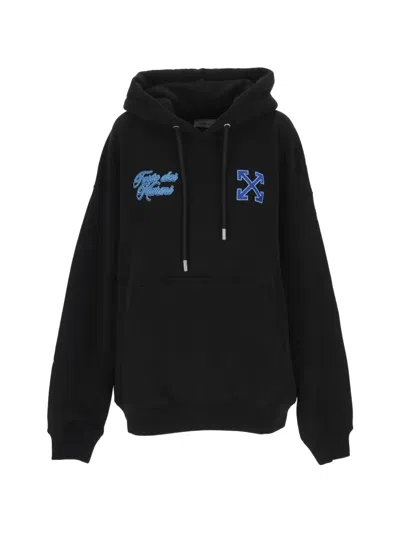 Off-white Logo-embroidered Arrows Hoodie In Black