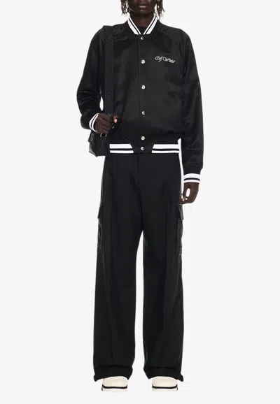 Off-white Logo-embroidered Bomber Jacket In Black