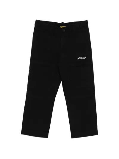 Off-white Kids' Logo-embroidered Cargo Pants In Black