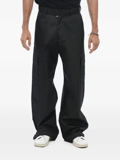 Off-white Logo-embroidered Cargo Trousers In Black