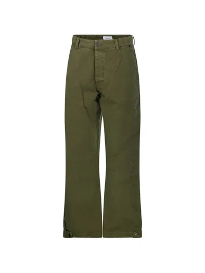 Off-white Logo-embroidered Carpenter Trousers In Green
