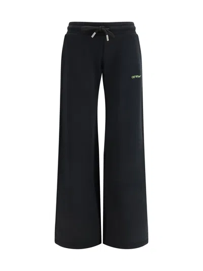 Off-white Logo-embroidered Cotton Joggers In Black