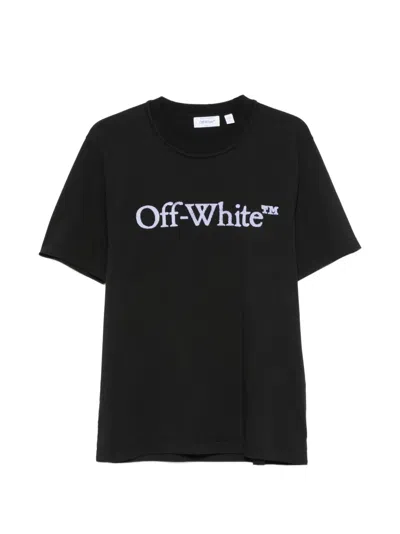 Off-white Logo-embroidered Cotton T-shirt In Black