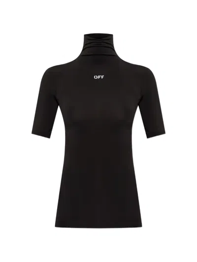 Off-white Logo-embroidered High-neck Top In Black