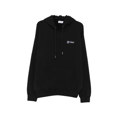 Off-white Logo-embroidered Hoodie In Black