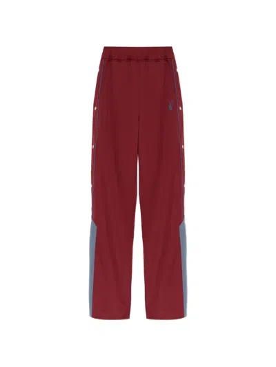 Off-white Logo-embroidered Press-stud Track Pants In Red