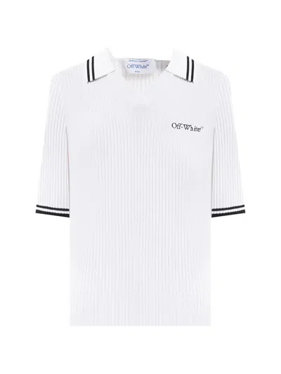Off-white Logo-embroidered Ribbed-knit Top In Purple