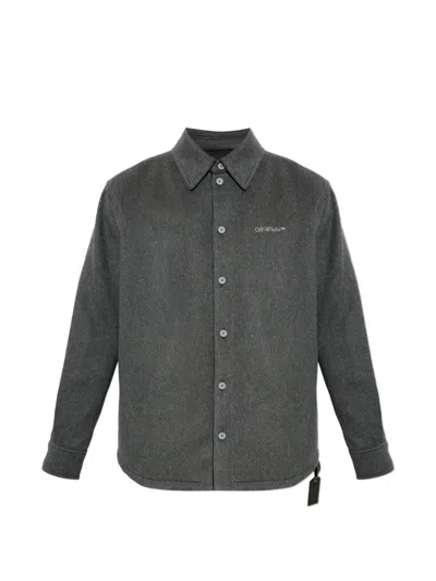 Off-white Logo-embroidered Shirt In Grey
