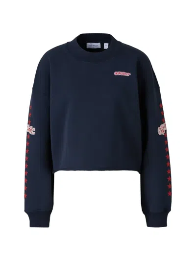 Off-white Logo-embroidered Star-print Sweatshirt In Blue