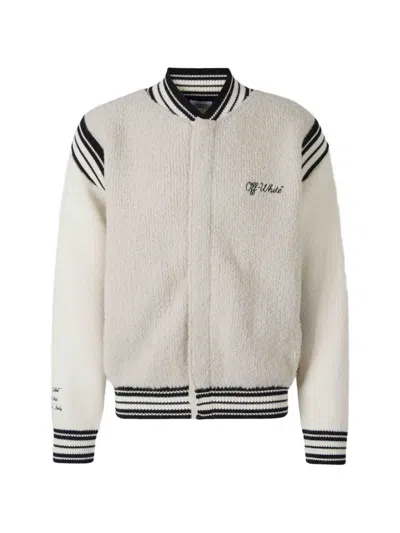 Off-white Logo-embroidered Striped-trim Jacket In White