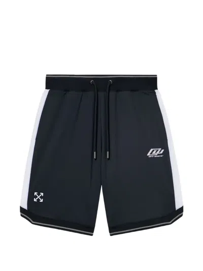 Off-white Logo Embroidered Athletic Shorts In Black