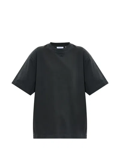 Off-white Logo-embroidered T-shirt In Blue