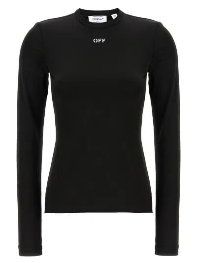Off-white Logo-embroidered T-shirt In Black