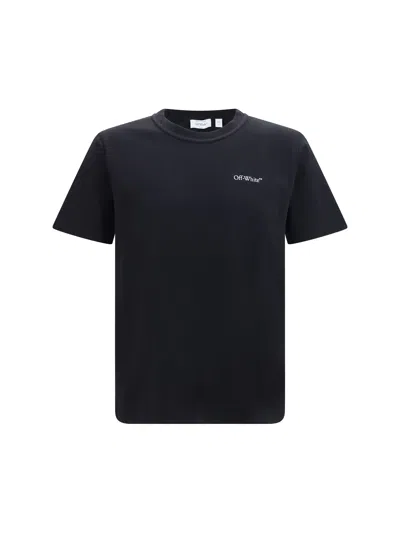 Off-white Logo-embroidered Cotton T-shirt In Black