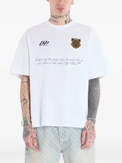 Off-white Logo-embroidered T-shirt In White