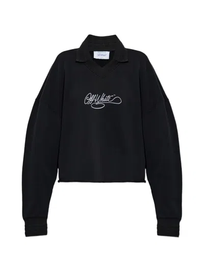Off-white Logo-embroidered V-neck Sweatshirt In Blue