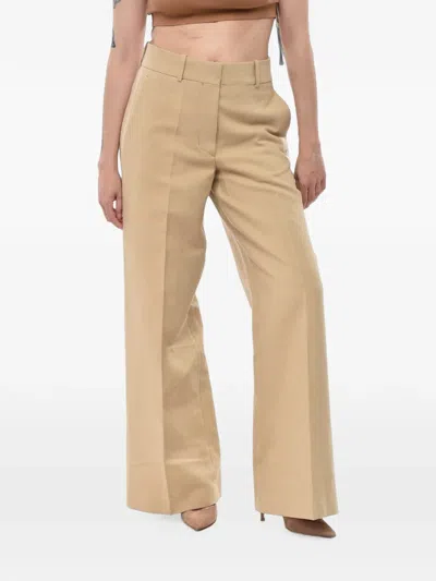 Off-white Logo-embroidered Wide-leg Pants In Brown