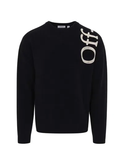 Off-white Pullover Girocollo In Maglia Bookish In Black