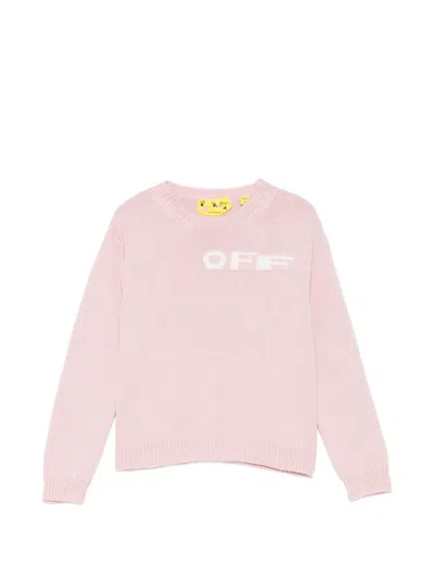 Off-white Kids' Logo-intarsia Sweater In Pink