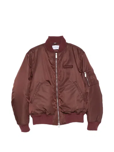 Off-white Logo-patch Bomber Jacket In Burgundy