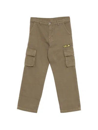 Off-white Kids' Logo-patch Cargo Pants In Green