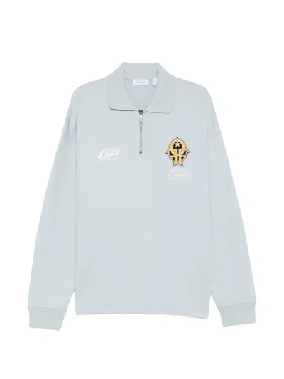 Off-white Logo-patch Half-zip Sweater In Blue