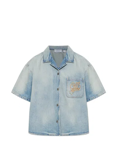 Off-white Logo-patch Short-sleeve Shirt In Blue