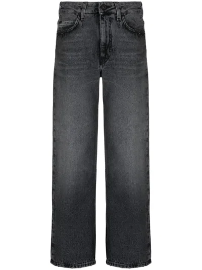 Off-white Logo-patch Straight-leg Jeans In Black