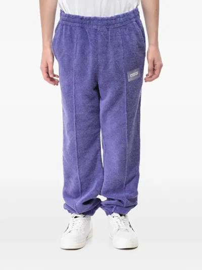 Off-white Logo-patch Terry-cloth Track Pants In Purple