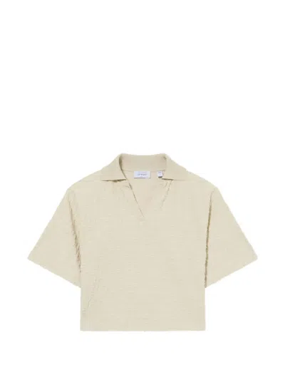 Off-white Logo-pattern Cropped T-shirt In Brown