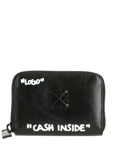 Off-white Logo-plaque Quote-print Wallet In Purple