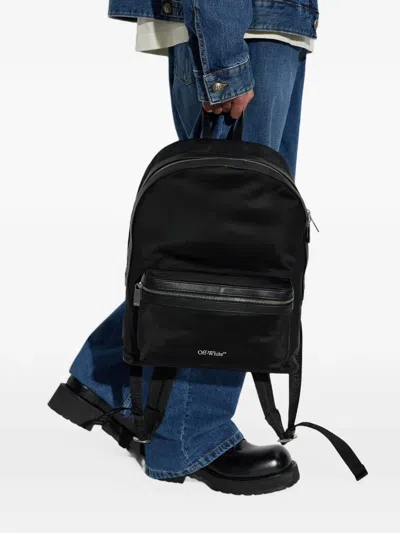 Off-white Logo-print Backpack In Blue