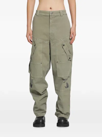 Off-white Logo-print Cargo Pants In Green