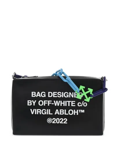 Off-white Logo-print Chain-link Shoulder Bag In Black