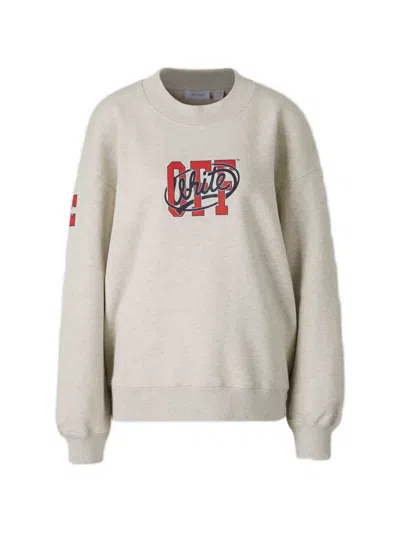 Off-white Logo-print Crew-neck Sweater In Gray