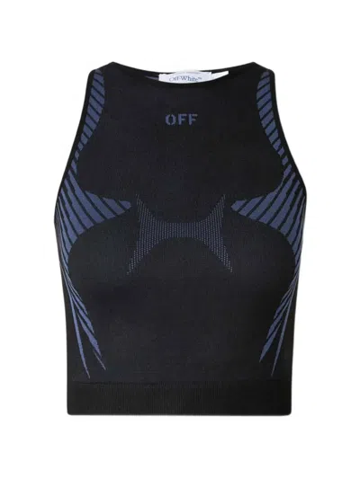Off-white Logo-print Cropped Top In Black