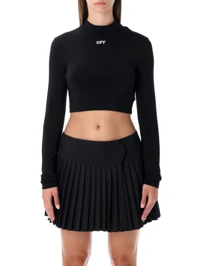 Off-white Logo-print Cropped T-shirt In Black