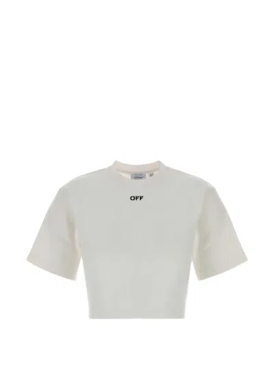 Off-white Logo-print Cropped T-shirt In Neutral