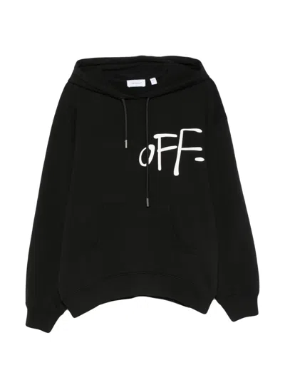 Off-white Logo-print Drawstring Hoodie In Black