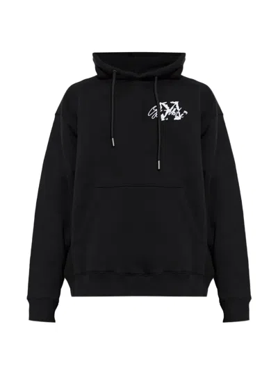 Off-white Logo-print Drawstring Hoodie In Black
